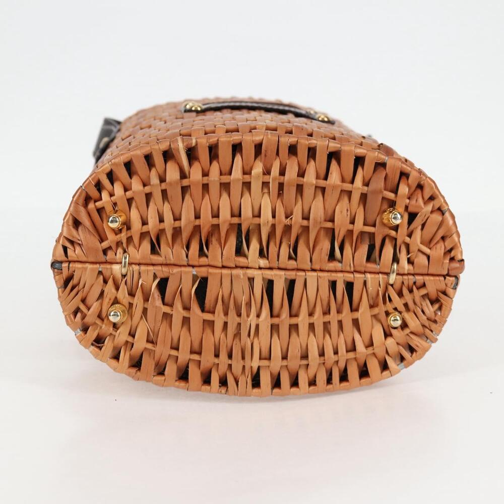 FENDI Straw Bag Hand Bag Raffia Brown Gold - Picture 6 of 13